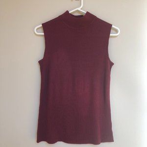 212 Collection Sleeveless Turtleneck, small, burgundy
